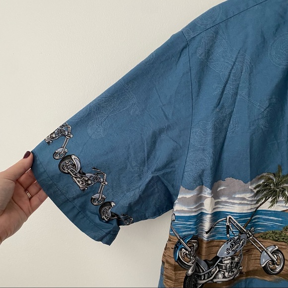 💙 Blue Motorcycle Hawaiian Shirt - Picture 4 of 9